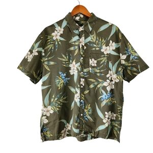 NWOT‎ American Eagle Green Tropical FloralShort Sleeve Men's Shirt Size Medium
